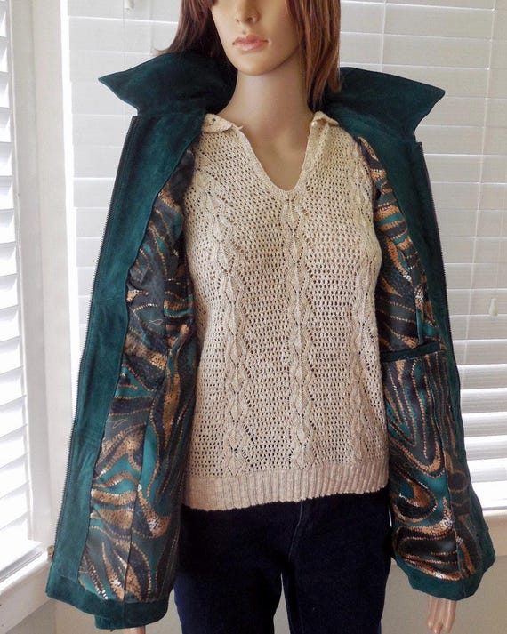 80s Suede Jacket| Vintage Brown Patchwork Like Cowgirl Cropped Coat| Women's  Western-inspired Jacket