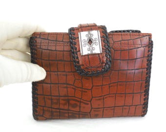 Portafoglio in rilievo BRIGHTON Moc Portafoglio in pelle di coccodrillo Portafoglio con tracolla Portafoglio pieghevole Pochette Piccola borsa a tracolla Tracolla rimovibile