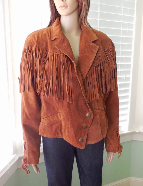 80s SUEDE FRINGE Jacket WILSONS Suede Leather Jac… - image 2