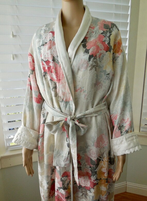 Vintage BROCADE Robe NATORI Womens Kimono Robe Lon