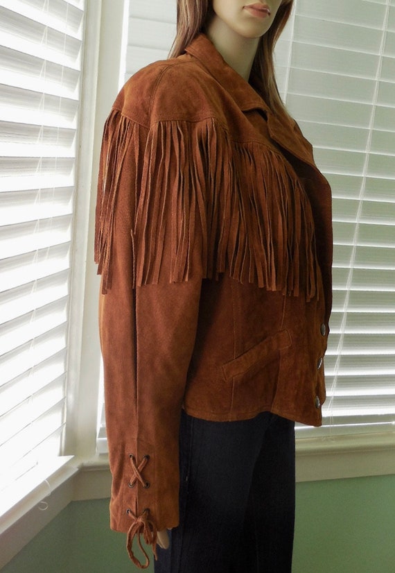 80s SUEDE FRINGE Jacket WILSONS Suede Leather Jac… - image 6