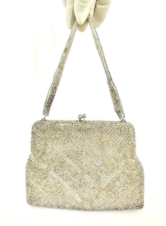 BEADED Purse RICHERE BAG Walborg Silver Beaded Han