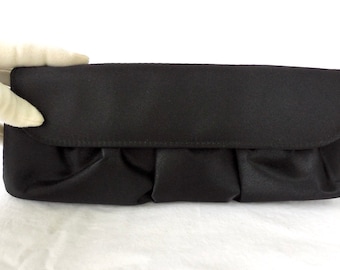 BLACK SATIN Purse Black Satin Clutch Evening Bag Chain Purse Shoulder Purse Black Satin Cocktail Purse Elegant Satin Purse Convertible Purse