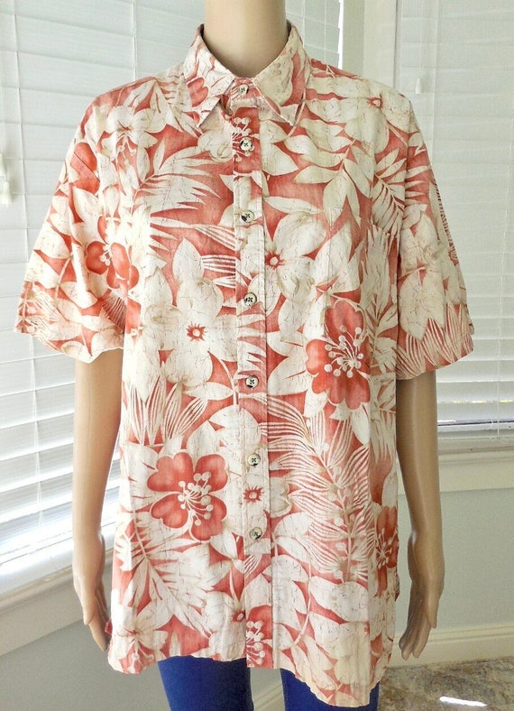 80s TORI RICHARD Hawaiian Shirt Mens Floral Dress 