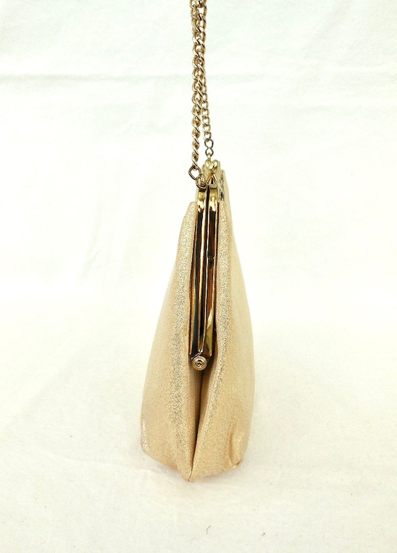 GOLD Lame PURSE Vintage Gold Shoulder Purse Metal… - image 4