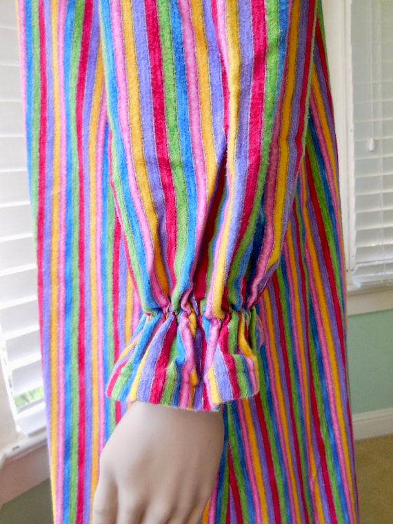 70's FLANNEL NIGHTGOWN Long Striped Cotton Flanne… - image 6