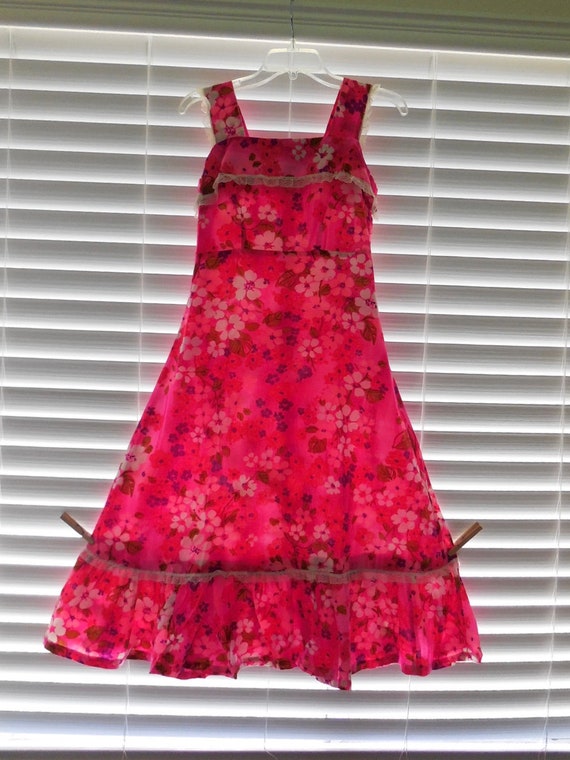 PINK FLORAL Dress Sleeveless Midi Dress Ruffle He… - image 10