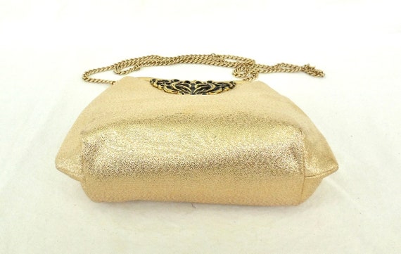 GOLD Lame PURSE Vintage Gold Shoulder Purse Metal… - image 8