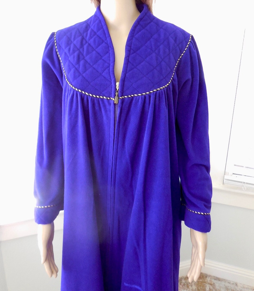 ZIP up Robe VANITY FAIR Womens Purple Velour House Robe Long Purple