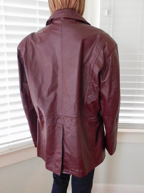 MENS Leather COAT Vintage Cargo Coat Oxblood Leat… - image 7