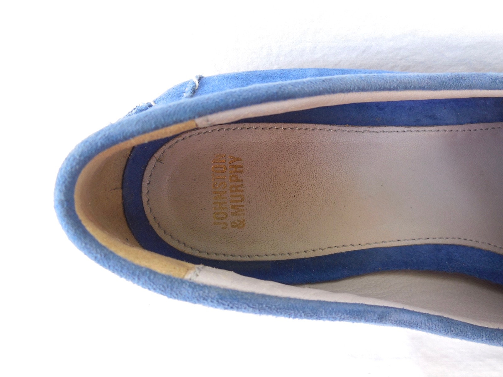 Blue SUEDE Shoes JOHNSTON & MURPHY Womens Suede Penny Loafers 