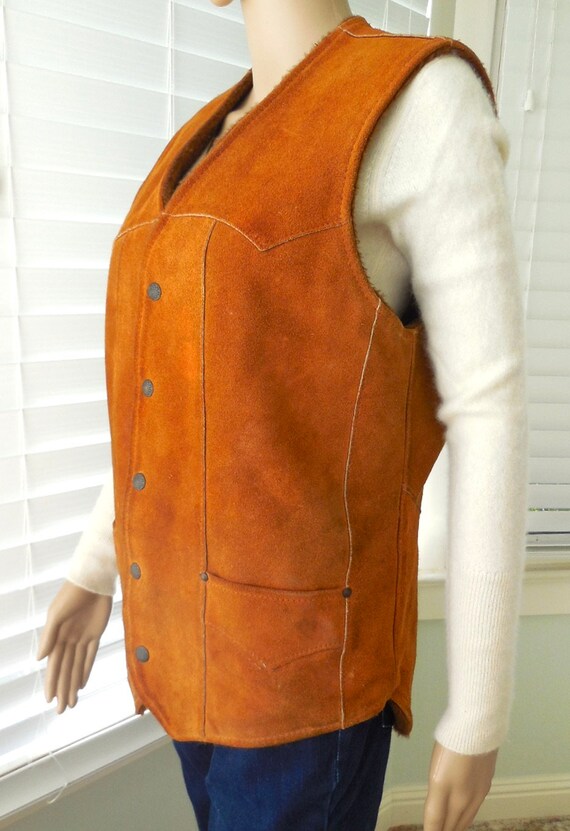 Mens SUEDE Leather Vest PIONEER WEAR Suede Vest F… - image 4