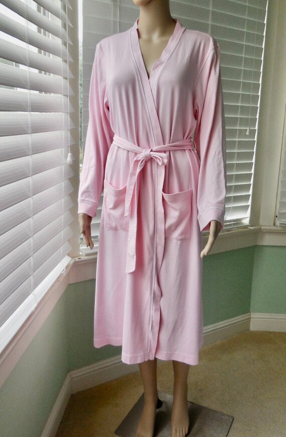 Long PINK Robe LL BEAN Pink Cotton Jersey Robe Pin