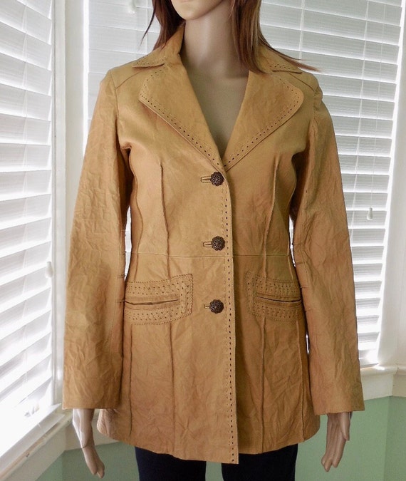 90s LEATHER Jacket WILSONS Leather Blazer Western Wear Cowgirl Jacket Kidskin Leather Coat Mod Stylish Leather Jacket Boho Chic Small 4-6