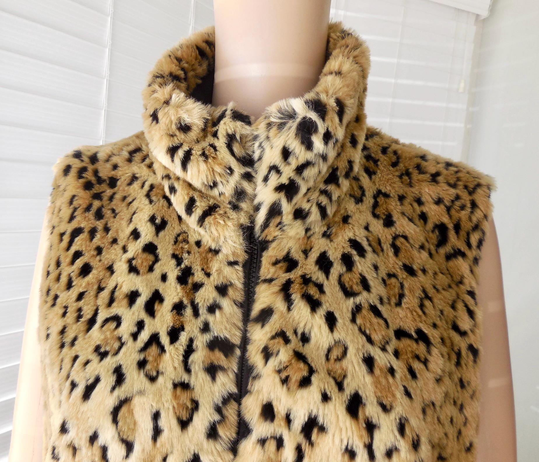 90’s Kristen Blake レオパード ファーベスト リバーシブル Y2k Faux LEOPARD Fur Vest KRISTEN BLAKE Reversible Vest Plush