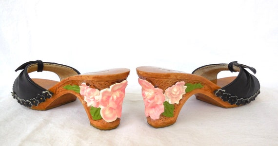 CARVED Wood Clogs BETSEY JOHNSON Hand Painted Woo… - image 8