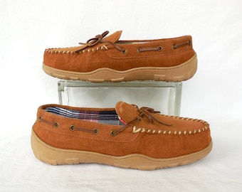Zapatillas de gamuza para hombre CLARKS Mocasines de piel de ante para interior y exterior, zapatillas estilo mocasín para clima frío, zapatos náuticos, talla 11,5 M