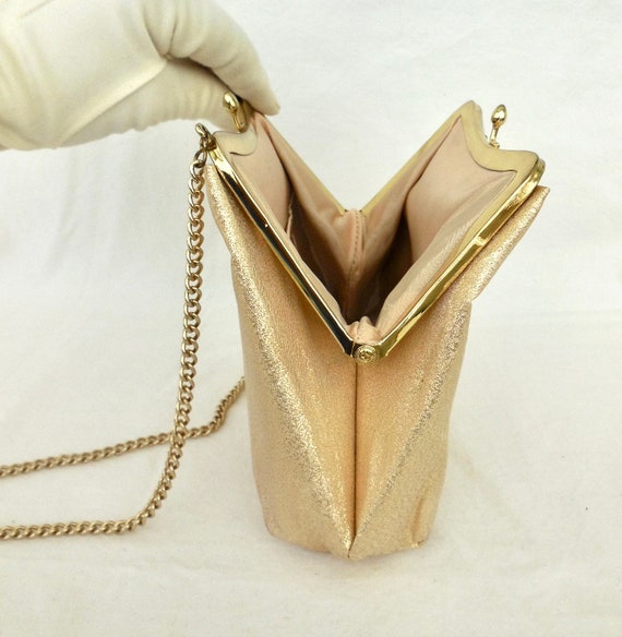 GOLD Lame PURSE Vintage Gold Shoulder Purse Metal… - image 5