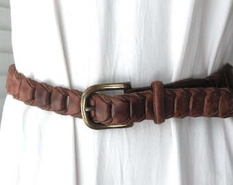 SKINNY Belt ETIENNE AIGNER Vintage Brown Leather Belt  display picture 3