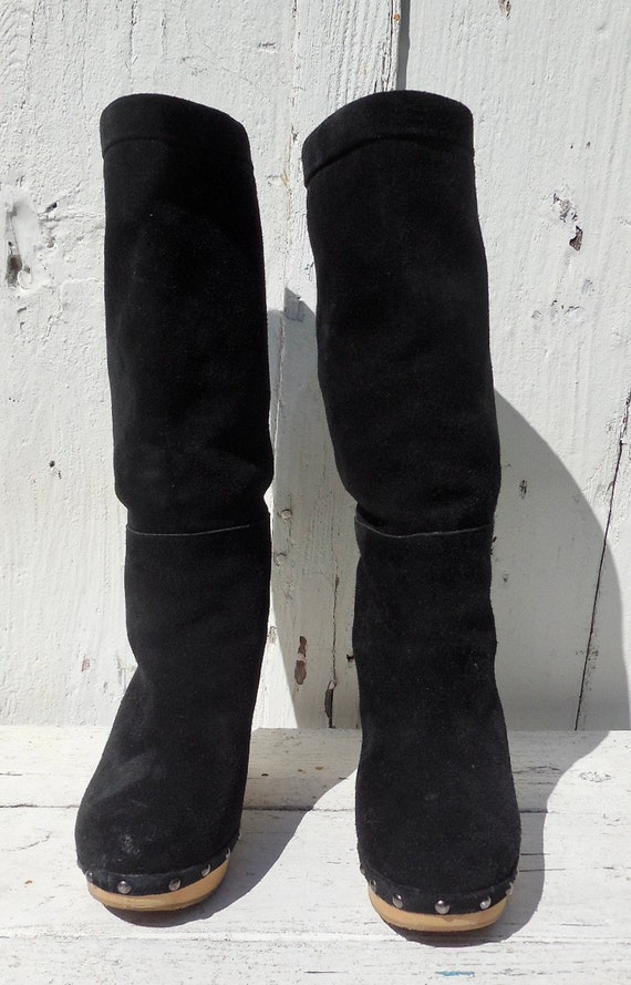 BLACK Suede Boots BANANA REPUBLIC Tall 