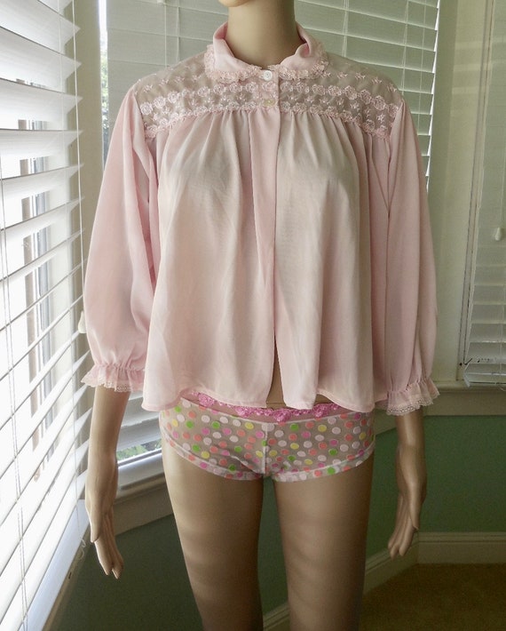60s BED Jacket PHIL MAID Pink Nylon Bed Jacket Short … Gem