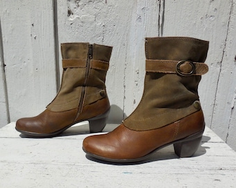 Bottines en daim imperméables pour femme Bottes isolées en daim et cuir Bottes d'hiver Deux tons Mod Boho Chic Bottes mi-mollet Taille femme 7,5