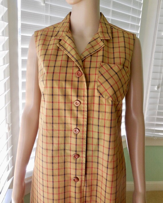 60s Vintage GOLF DRESS Plaid GOLFERS Dress Button