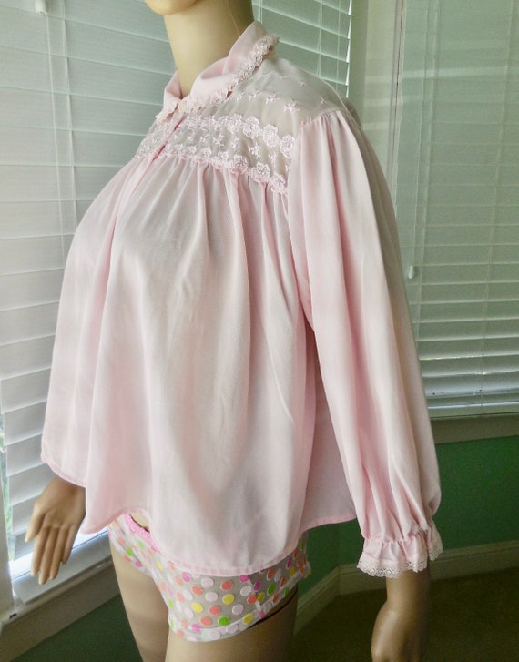 60s BED Jacket PHIL MAID Pink Nylon Bed Jacket Short … Gem