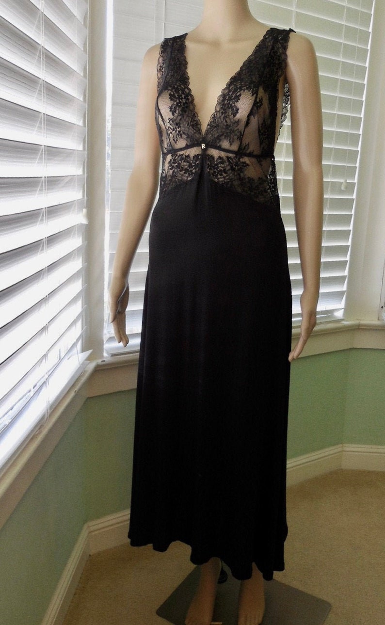 BLACK LACE Nightgown RITRATTI Womens Nightgown Black Cotton | Etsy