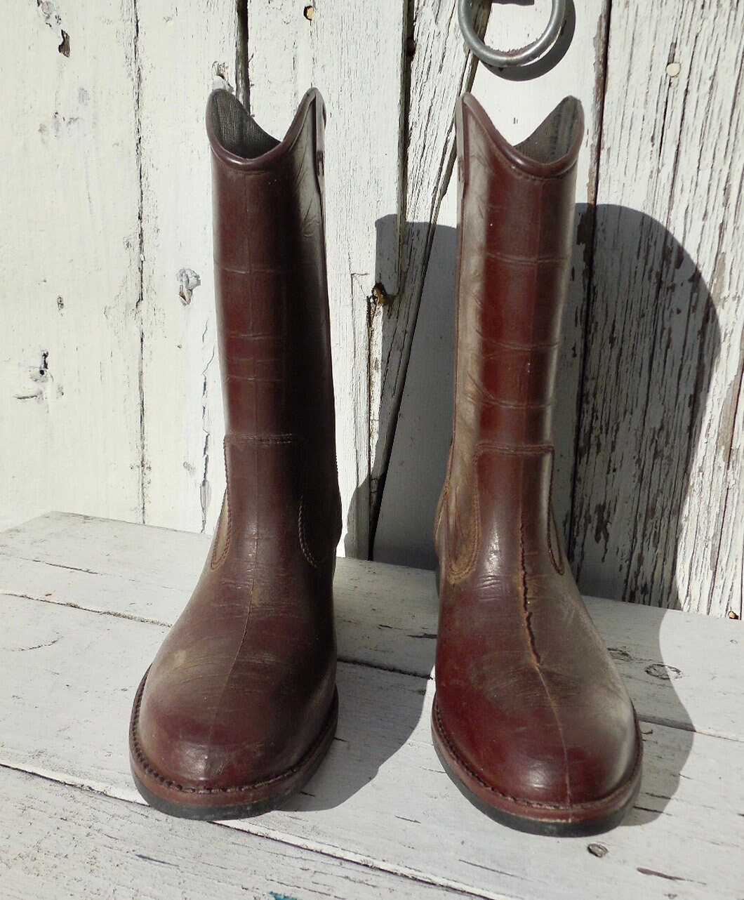 RUBBER COWBOY Boots Womens Rainboots Cowgirl Boots Galoshes Rustic