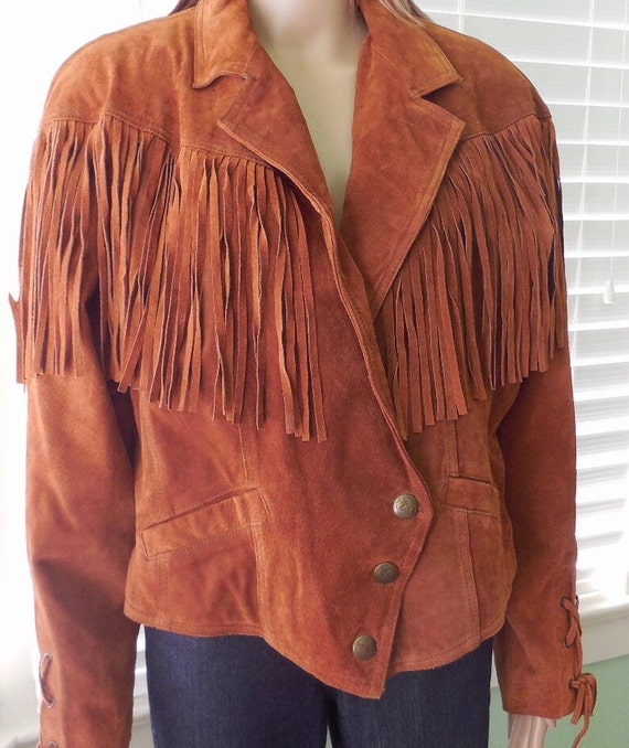 80s SUEDE FRINGE Jacket WILSONS Suede Leather Jac… - image 3