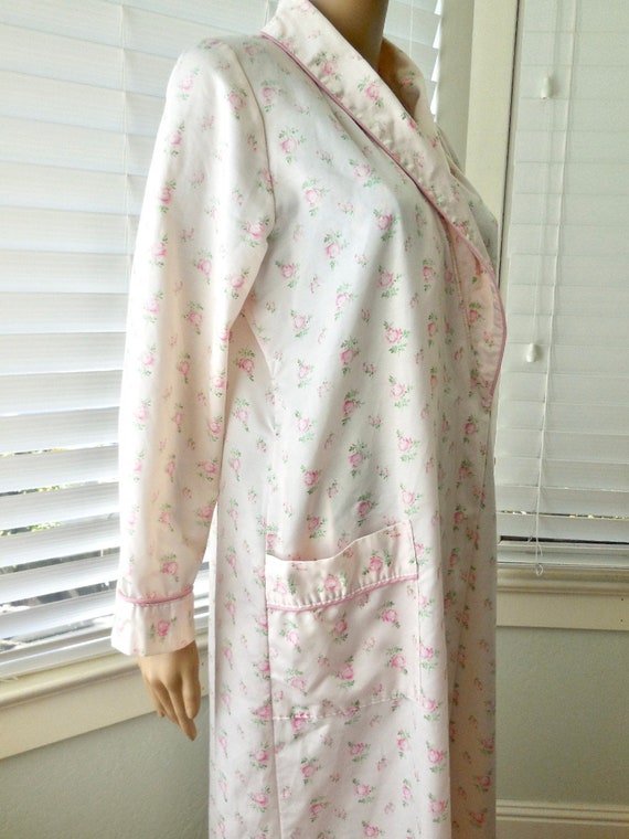 Vintage SATIN Robe BARBIZON Satin Floral Dressing… - image 8