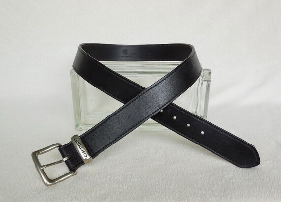 Mens BLACK LEATHER Belt CARHARTT Bridle Leather B… - image 4
