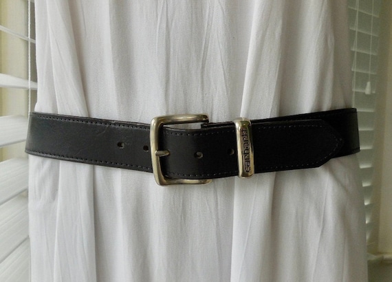 Mens BLACK LEATHER Belt CARHARTT Bridle Leather B… - image 1