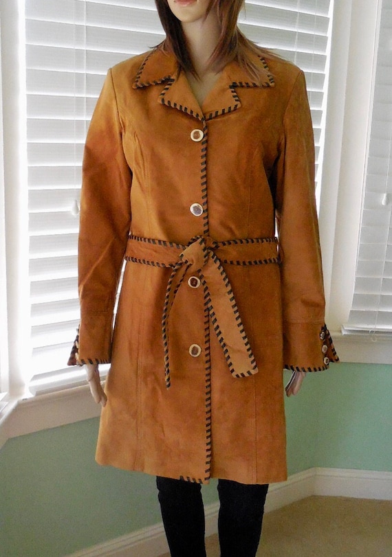 80s SUEDE Coat SCULLY Belted Suede Dress Coat Antl