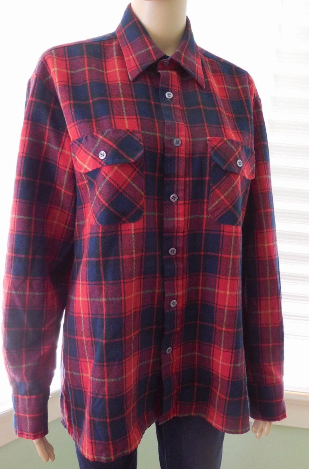 Jack&Jones Camicia Casual Uomo Blu Quadri Cotone Manica Lunga (INT XXL