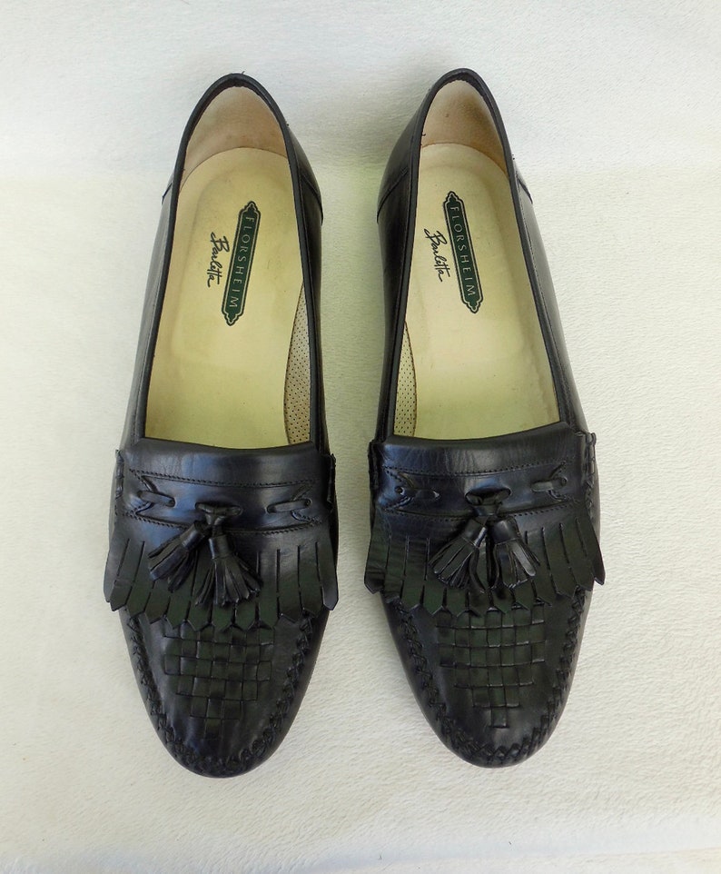 WOVEN LEATHER Loafer FLORSHEIM Mens Black Woven Loafers Kiltie - Etsy