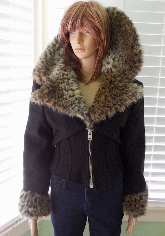 Chaqueta de LANA MOD de los anos 80 PARASUCO Chaqueta de lana negra con cintura corta