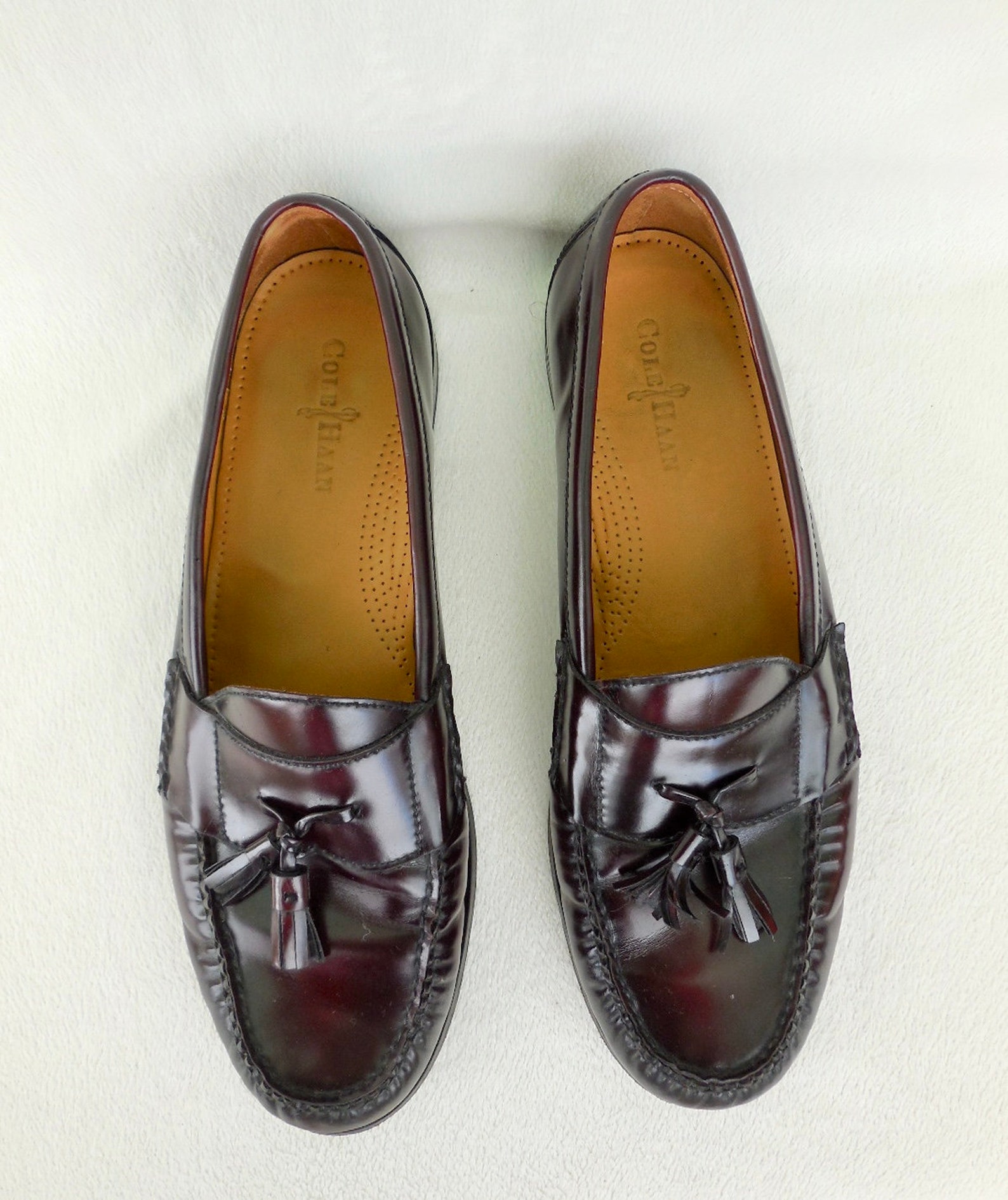 LEATHER Loafers COLE HAAN Leather Tassel Loafers Black/oxblood | Etsy