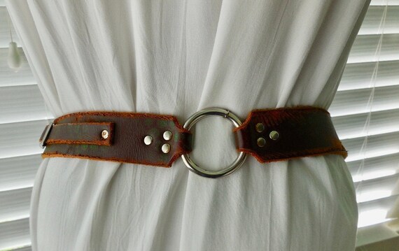 70s Leather BELT Leather Hippie Belt Hand Painted