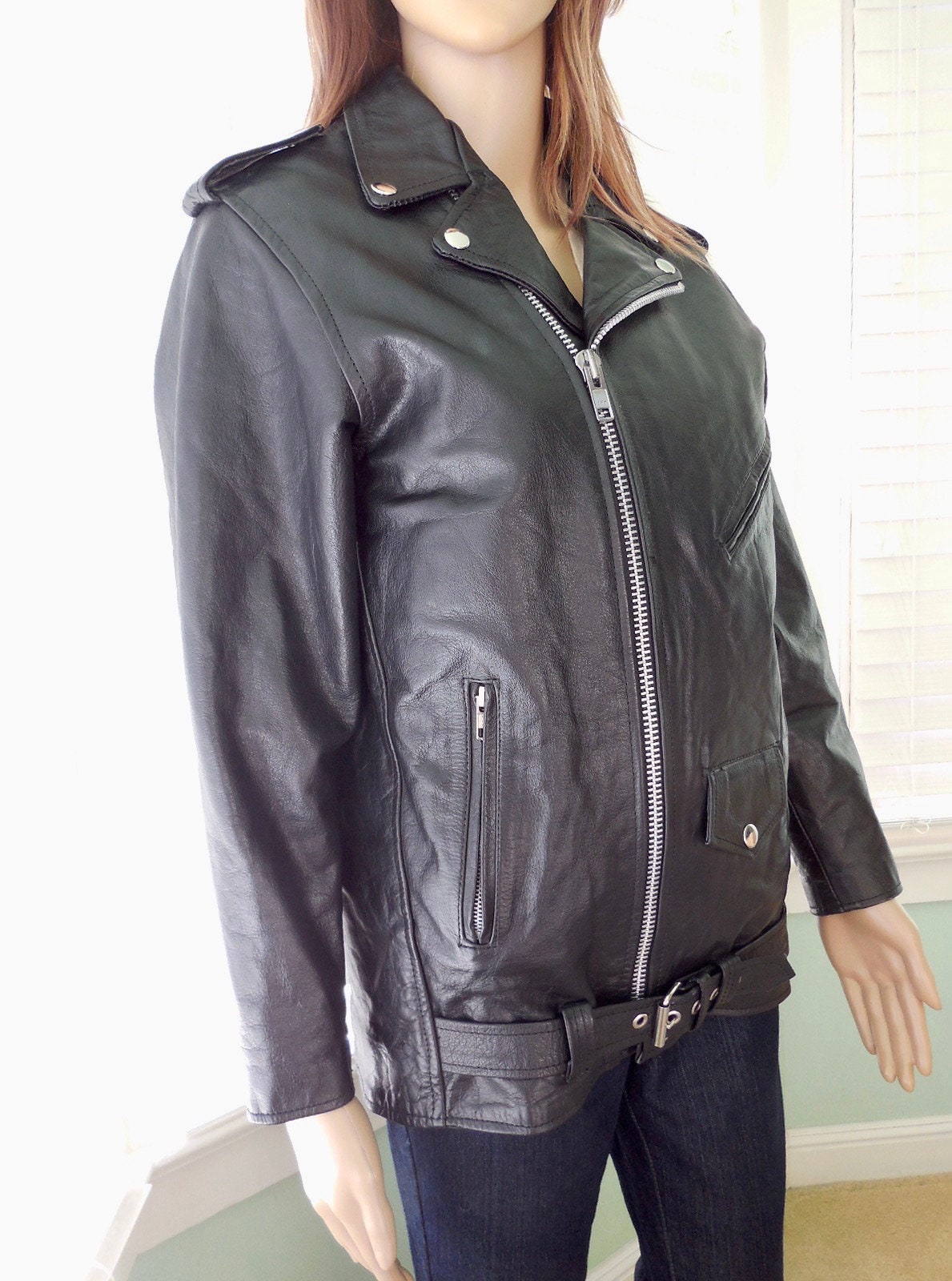 MOTORCYCLE Jacket MUSTANG BIKER Black Leather Jacket Quilted Leather Coat  Steampunk Grunge Wear Leather Moto Jacket Boys Size 12 Women 2 - Etsy