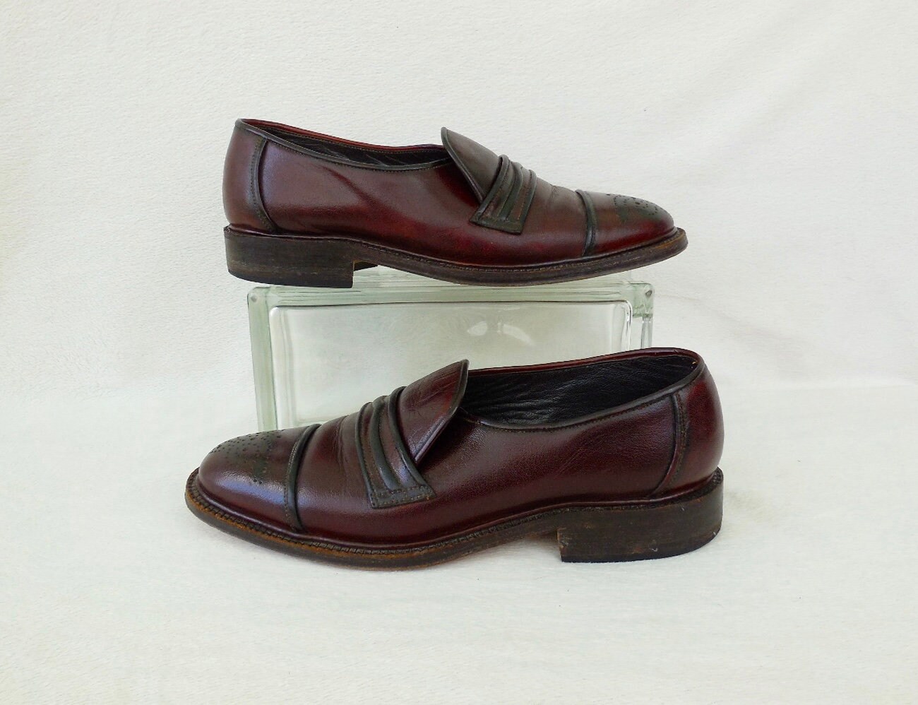 60s Leather SLIP ONS FITRITE Leather Shoes Oxblood Leather Shoes