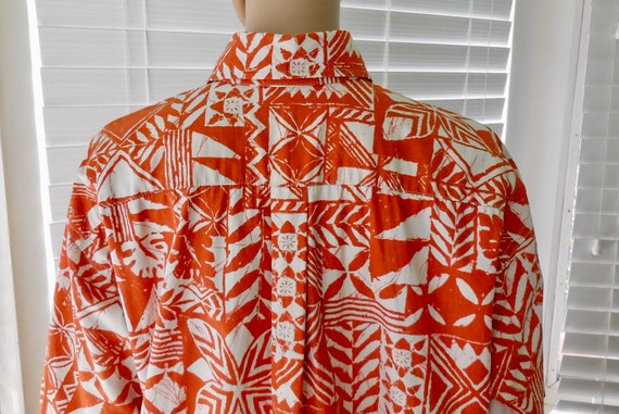 Vintage HAWAIIAN Shirt GO BAREFOOT Tribal Print C… - image 7