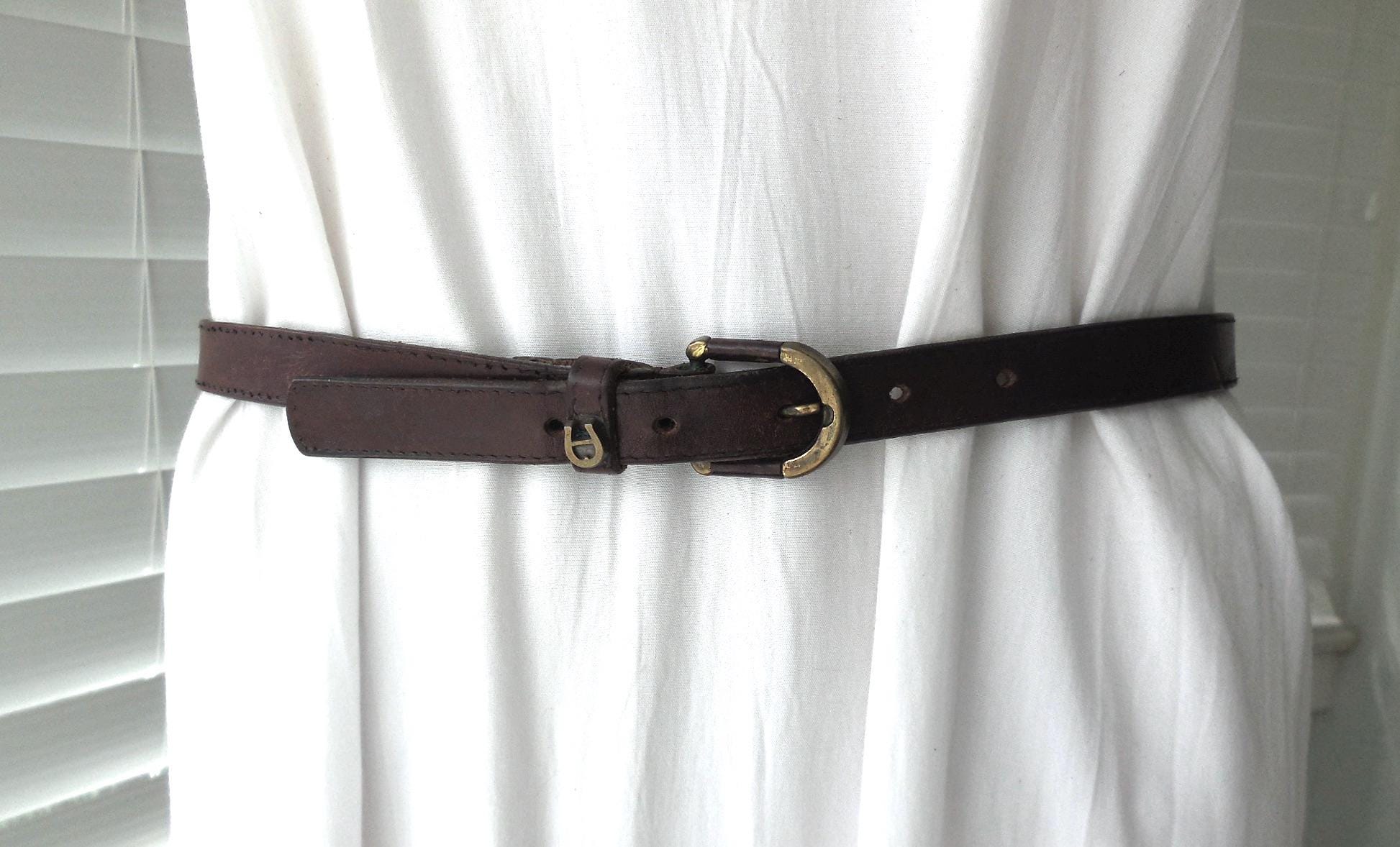 Etienne Aigner Vintage Cordovan Leather Equestrian Brass Lock Buckle Skinny belt Vintage Rope + Leather Belt with Brass Details by Etienne  main image 4