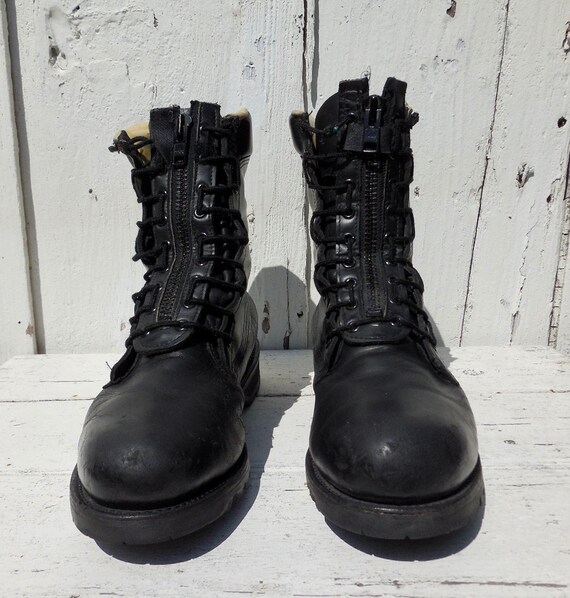 Steel Toe Boots Chippewa Mens Work Boots Combat Boots Steampunk Boots Black Leather Chukka Boots Biker Boots Zip Top Ankle Boots Size 11 E