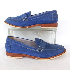 Blue SUEDE Loafer JOHNSTON MURPHY Womens Suede Penny Loafers Suede Flats Slip Ons Boho Chic Office Shoes Preppy Blue Suede Shoes Size 9 Etsy