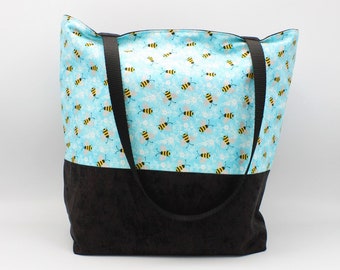 Reusable Grocery Bag/Bee Tote Bag/Farmers Market Bag/Cotton Bag/Large Bumble Bee Grocery bag/Bee Lovers Bag/Bee Tote Bag/Grocery Bag