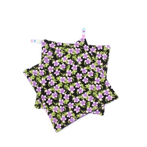 Purple Flower Pot Holder/Set of two/Bell Flower Gifts/Canterbury Bells/Heliotrope Flower/Handmade Gifts/ Handmade Flower Gifts/Kitchen Gift