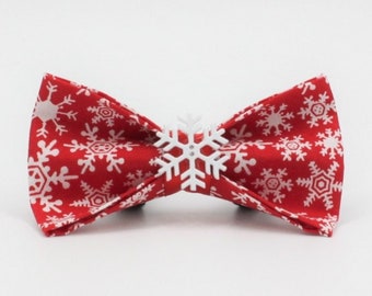 Christmas Collar Bowtie/Holiday collar Bowtie/Snowflake dog bowtie/Dog collar bowties/Pet Gifts/Christmas pet gifts/Red Snowflake  bowtie