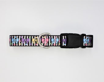 Colored Bow dog Collar/leash sets, Pink Bow dog Collar, Blue Bow collar, Girl dog collar , Couture dog collars, dog collar,